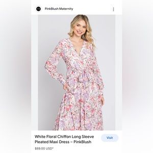 White floral chiffon maxi dress